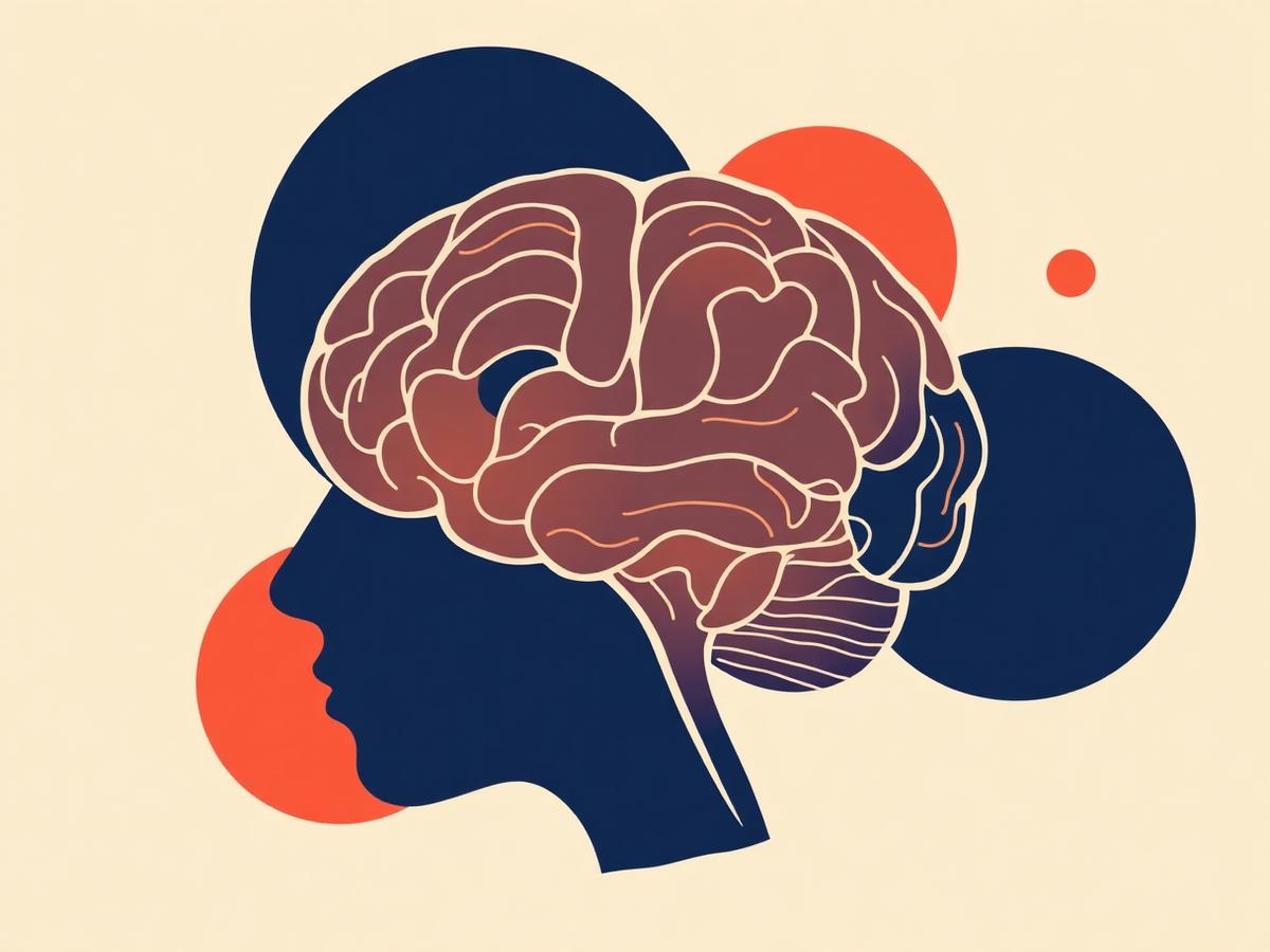 Illustration of a brain shown in warm editorial colors